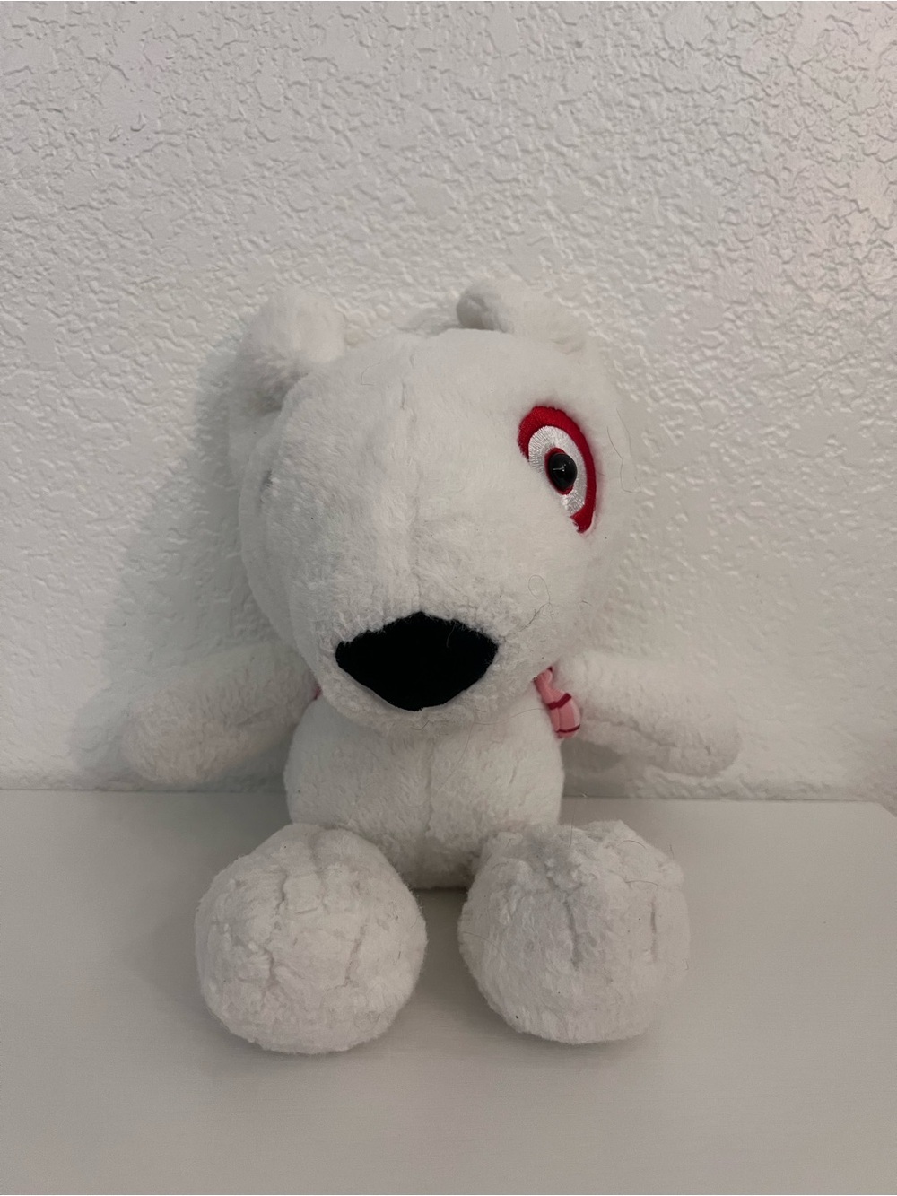 Target Bullseye Dog Plush White Mascot Stuffed Animal Pink Plaid Scarf Toy